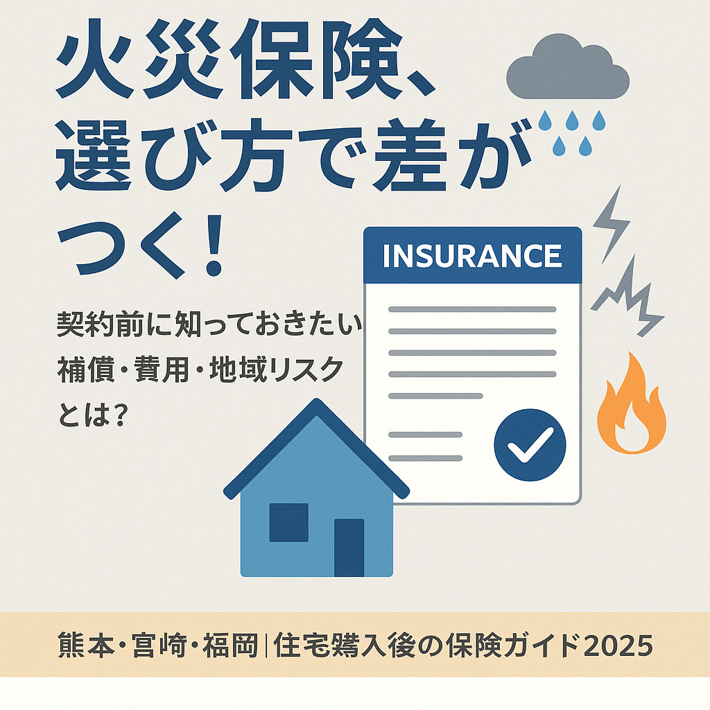 【2025年度版】火災保険の選び方と落とし穴｜住宅購入後に後悔しないためのポイントを徹底解説（熊本・宮崎・福岡対応）の画像