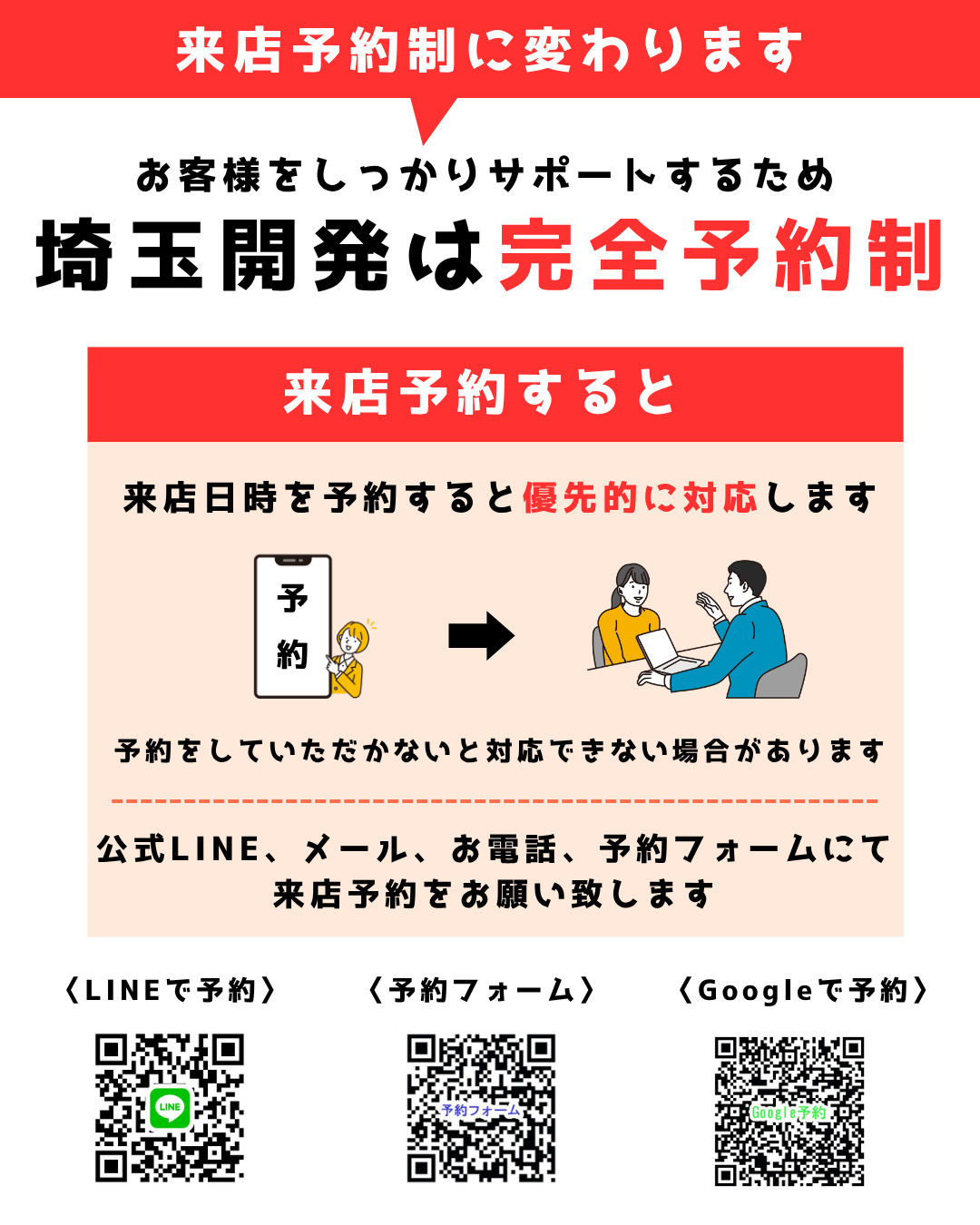 来店予約制に変わりますの画像