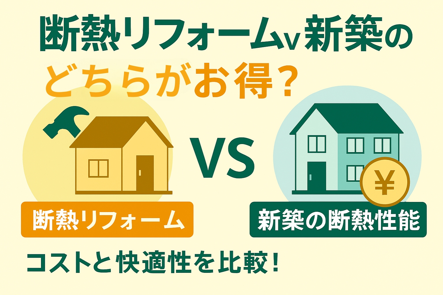 「断熱リフォームvs新築の断熱性能」どちらがお得？コスト・効果・快適性を比較解説！の画像