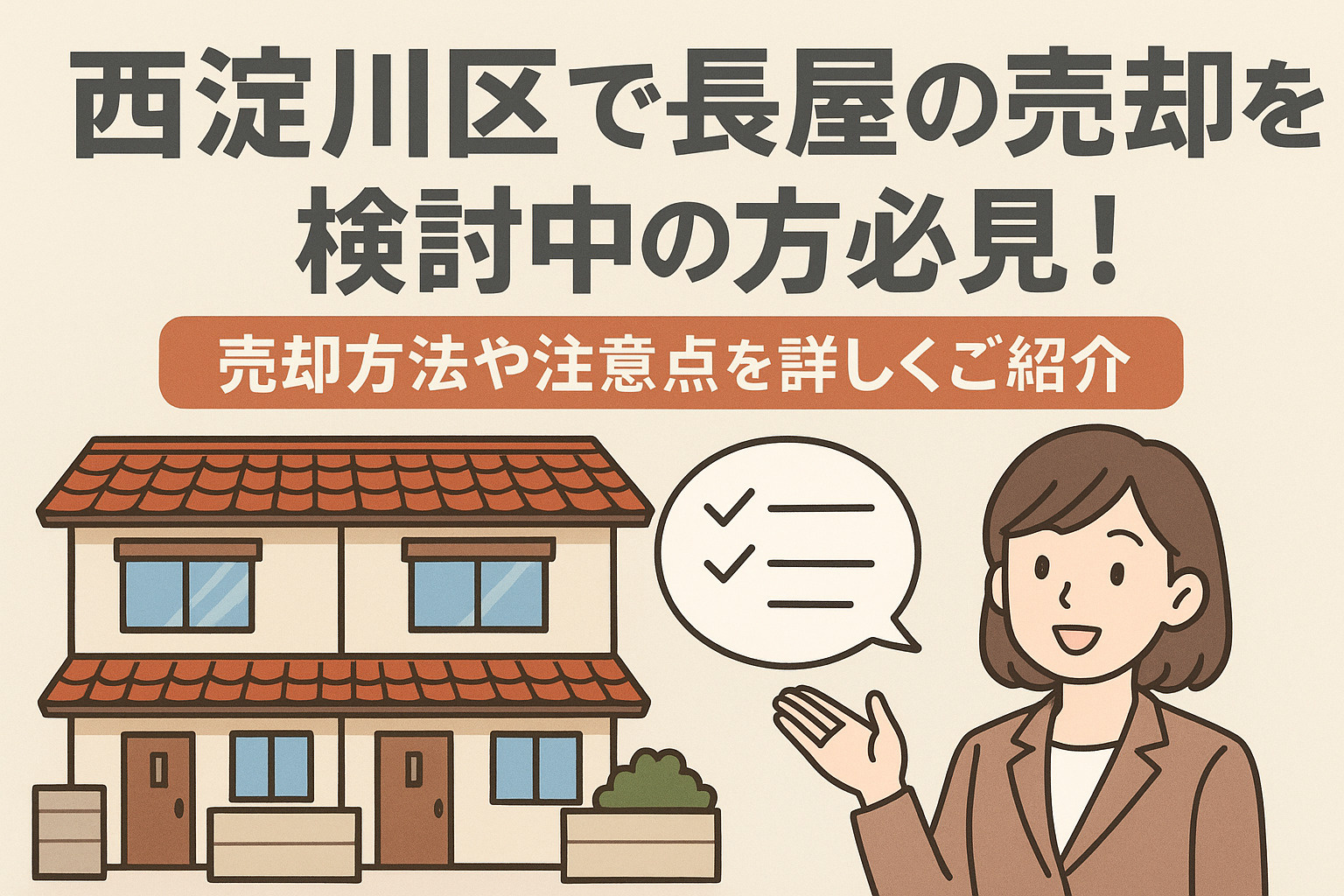 西淀川区で長屋の売却を検討中の方必見！売却方法や注意点を詳しくご紹介の画像