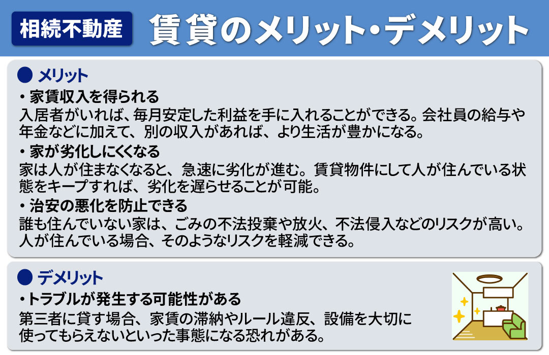 相続した不動産を売却ではなく賃貸に出すメリット・デメリット