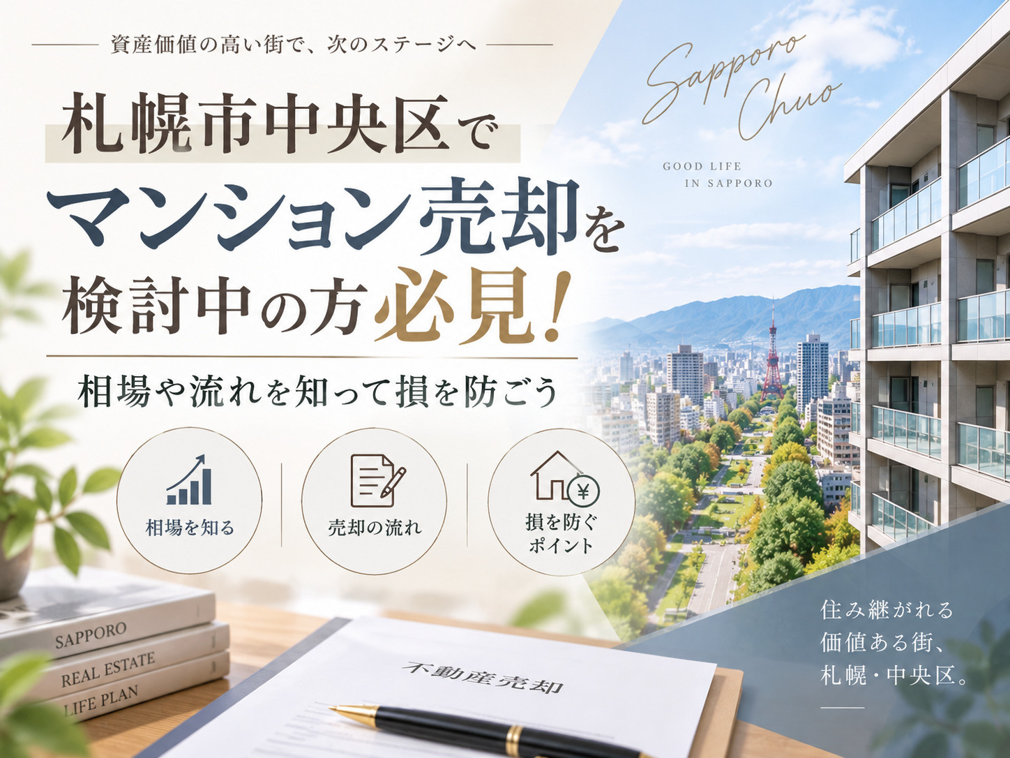 札幌市中央区でマンション売却を検討中の方必見!相場や流れを知って損を防ごうの画像