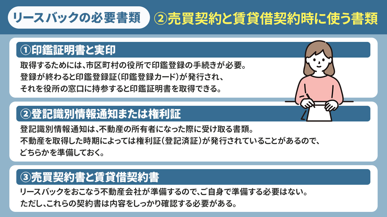 リースバックの必要書類②売買契約と賃貸借契約時に使う書類