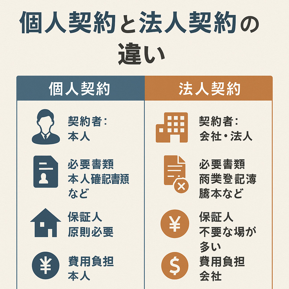 【ワンプラス六甲道本店ブログ】個人契約と法人契約の違いとは？賃貸契約で知っておくべきポイント完全ガイドの画像