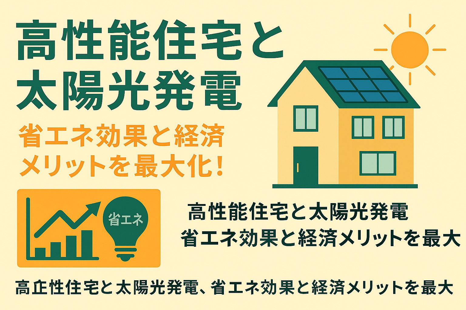 「高性能住宅と太陽光発電のベストな組み合わせとは？省エネ効果と経済メリットを最大化！」の画像