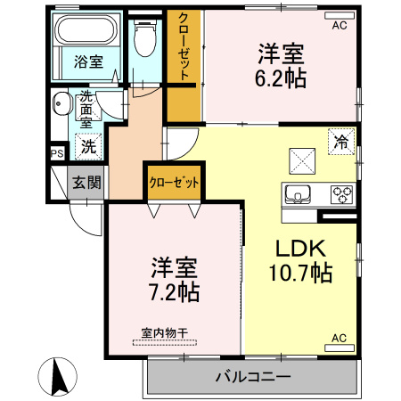 フィールドヴィレッジ5 間取り図 2LDK 55.45㎡