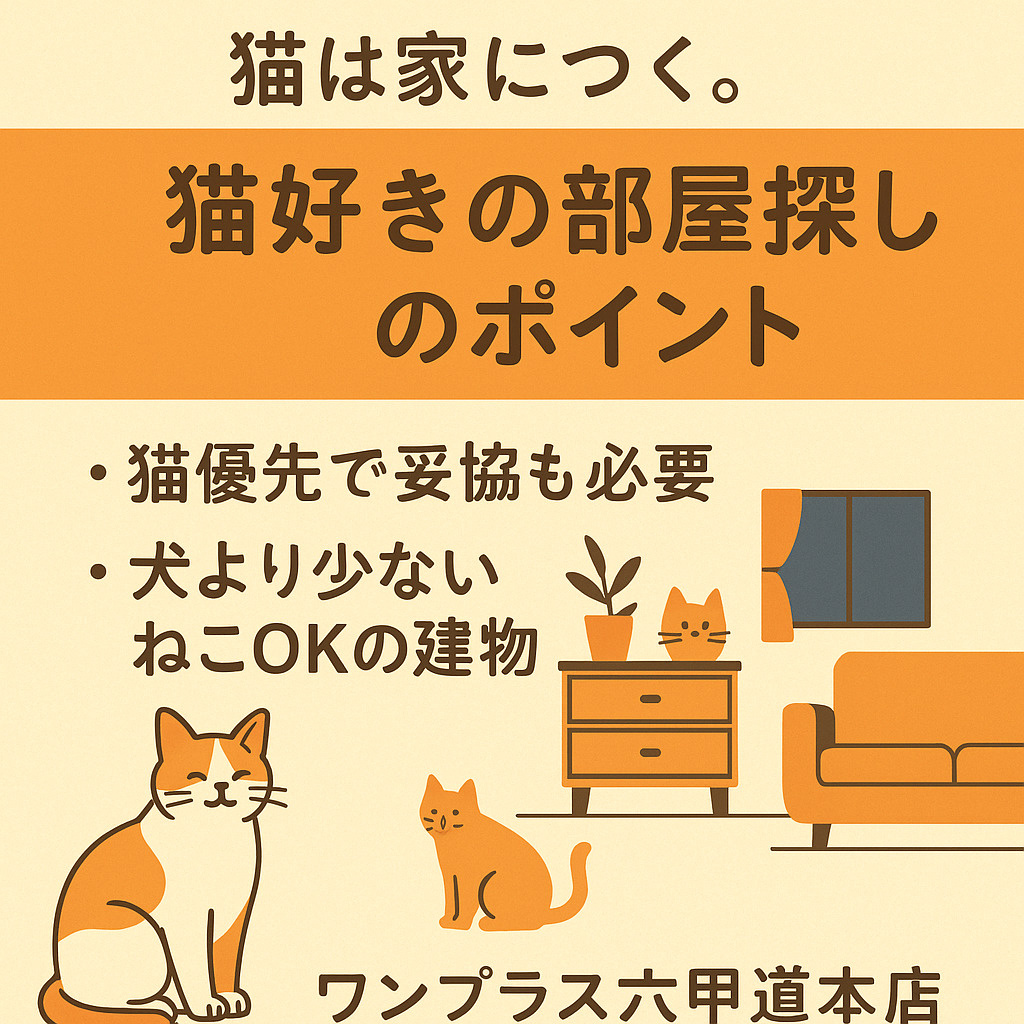 猫は家につく。ネコ好きの部屋探しポイント｜六甲道・灘区で賃貸探すならワンプラス六甲道本店の画像