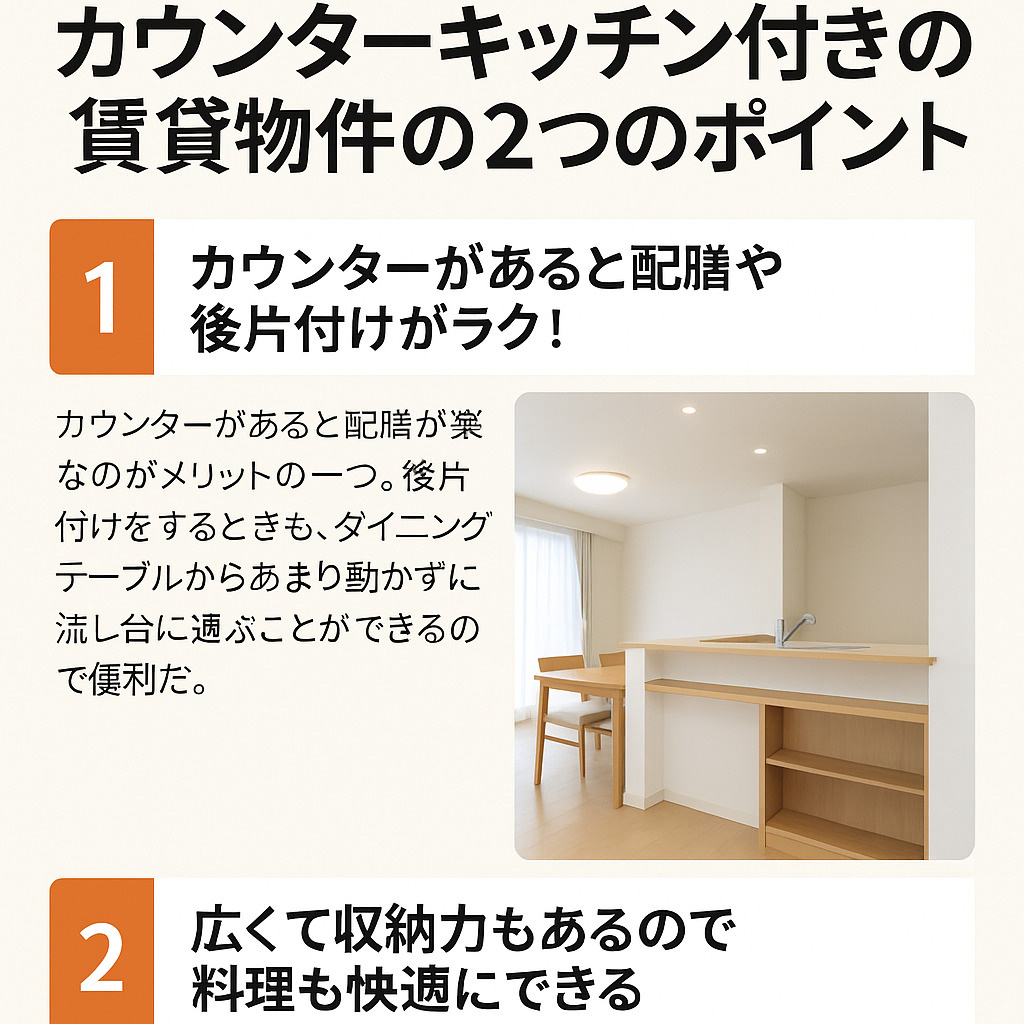 これだけは知っておこう！カウンターキッチン付きの賃貸物件の２つのポイントの画像