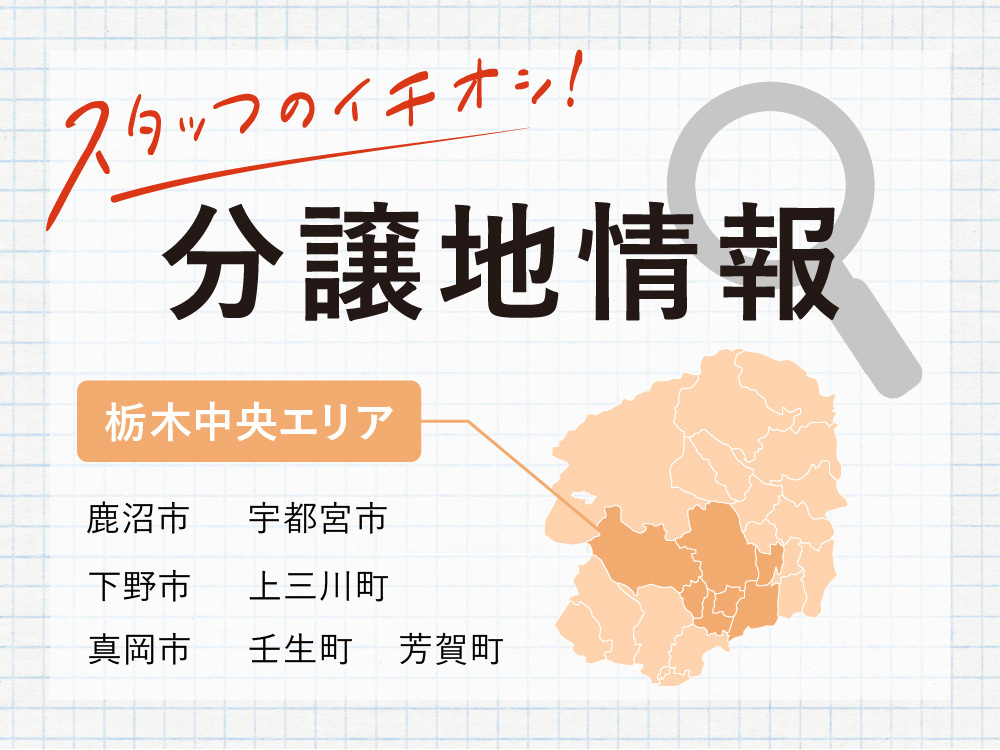 栃木県中央エリア（宇都宮市・鹿沼市・下野市・真岡市・上三川町・壬生町・芳賀町）の分譲地情報