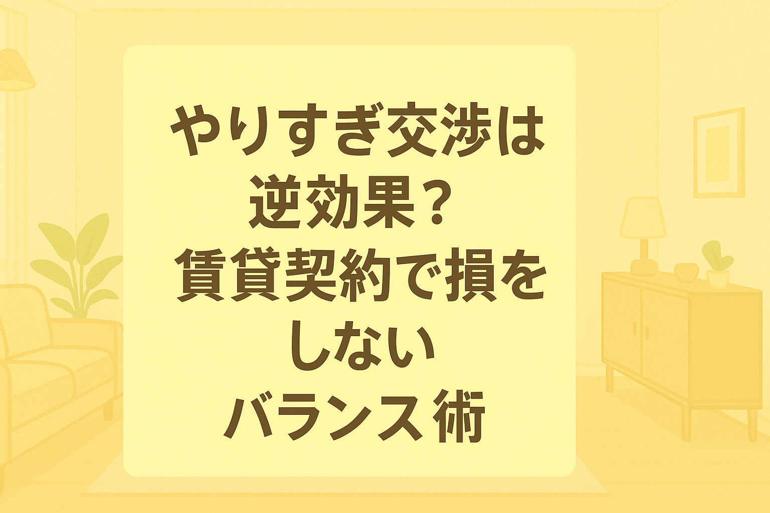 やりすぎ交渉は逆効果？賃貸契約で損をしないためのバランス術～名古屋 My賃貸～の画像