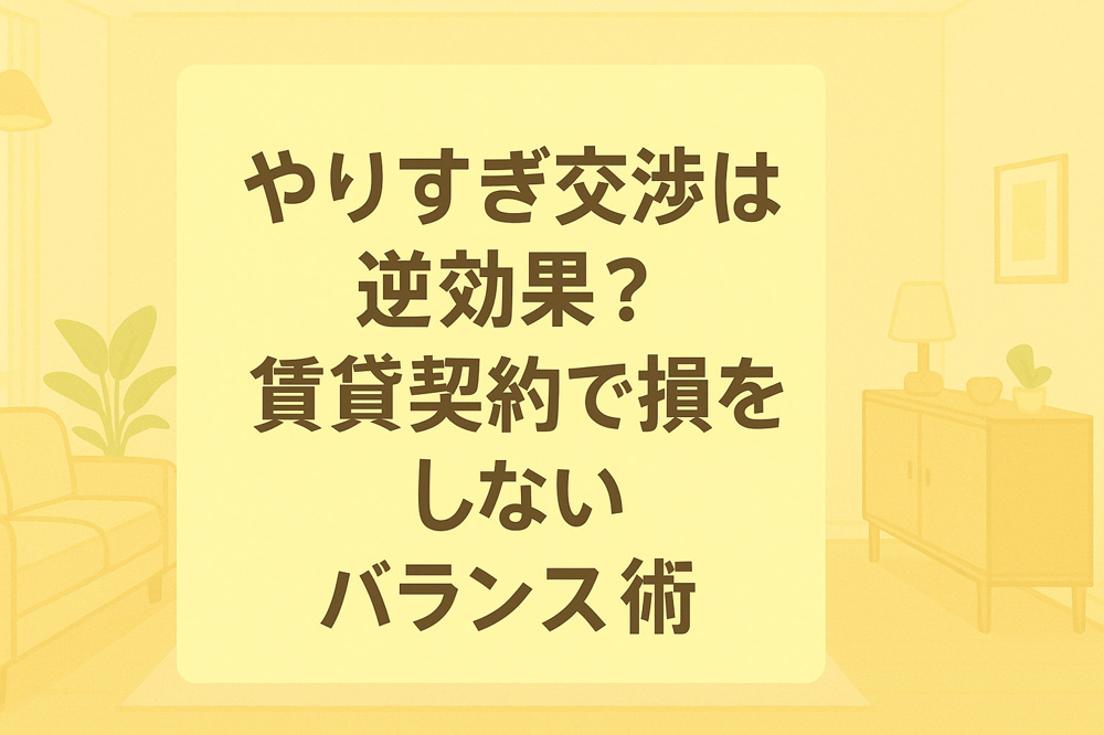 やりすぎ交渉は逆効果？賃貸契約で損をしないためのバランス術～名古屋 My賃貸～の画像