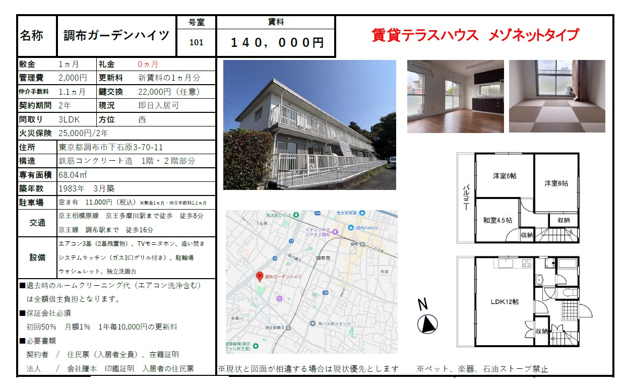 野崎3丁目賃貸戸建て三鷹市の賃貸管理会社をお探しなら有限会社TKJ