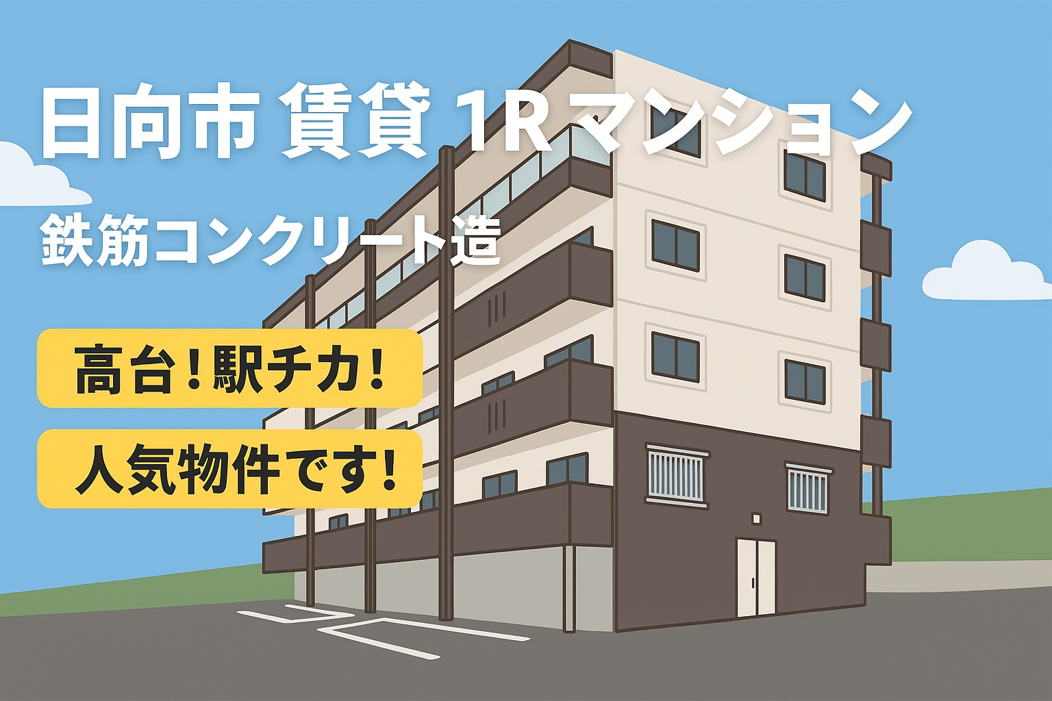 日向市の賃貸1Rマンション『サンライズ富高 西』外観
