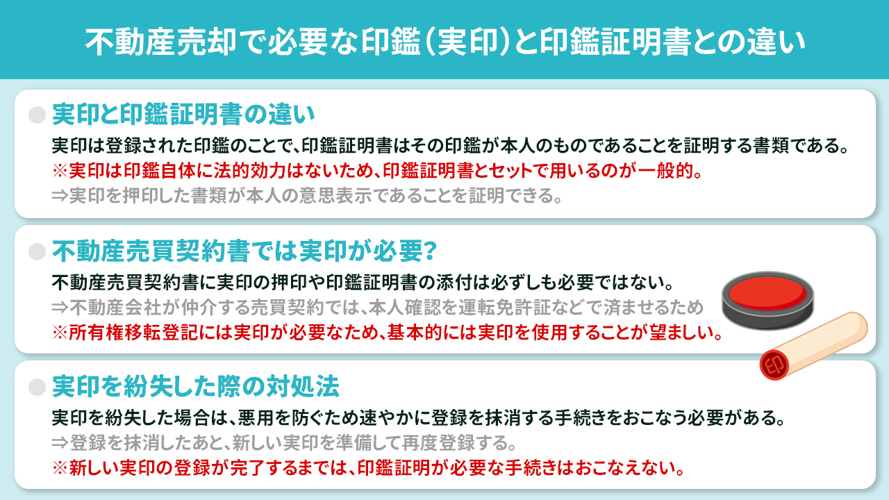 不動産売却で必要な印鑑（実印）と印鑑証明書との違い