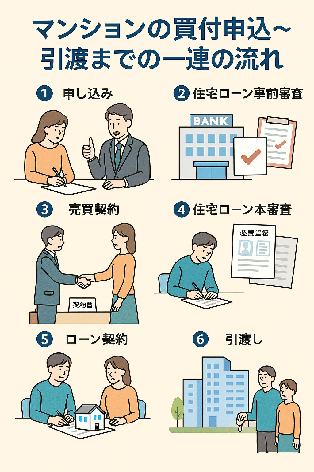 【マンション購入の流れ（申込〜引渡までをわかりやすく）】の画像