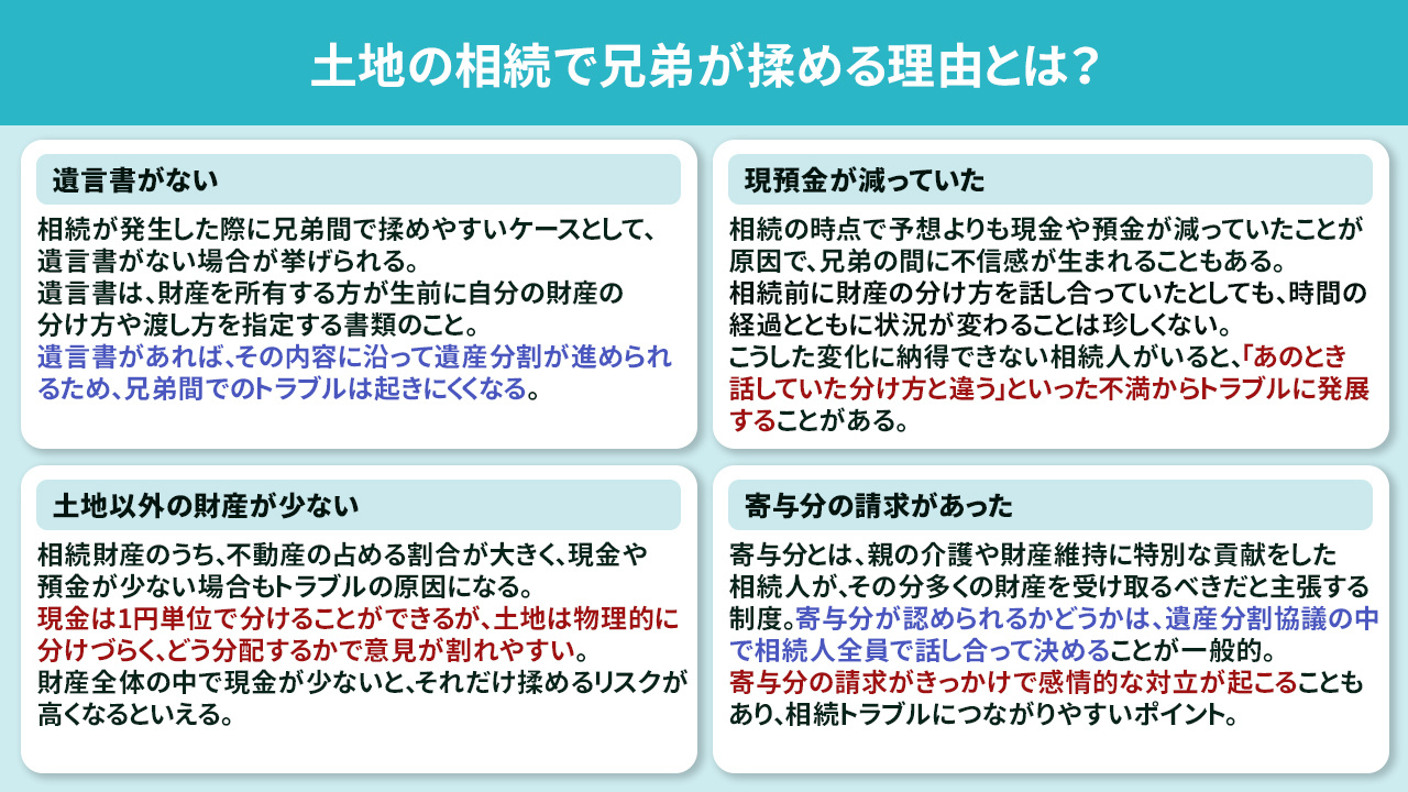 土地の相続で兄弟が揉める理由とは？