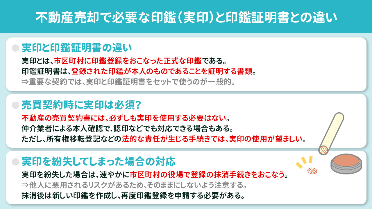 不動産売却で必要な印鑑（実印）と印鑑証明書との違い
