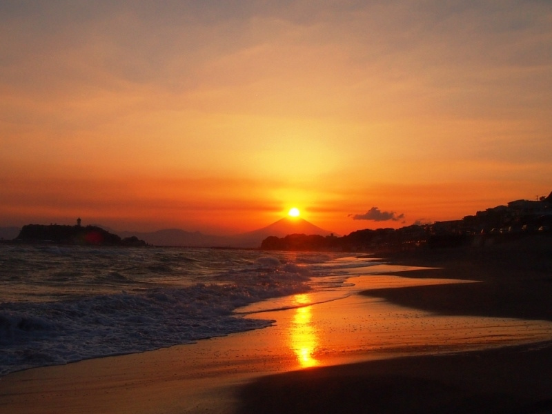 湘南の美しい夕景の画像