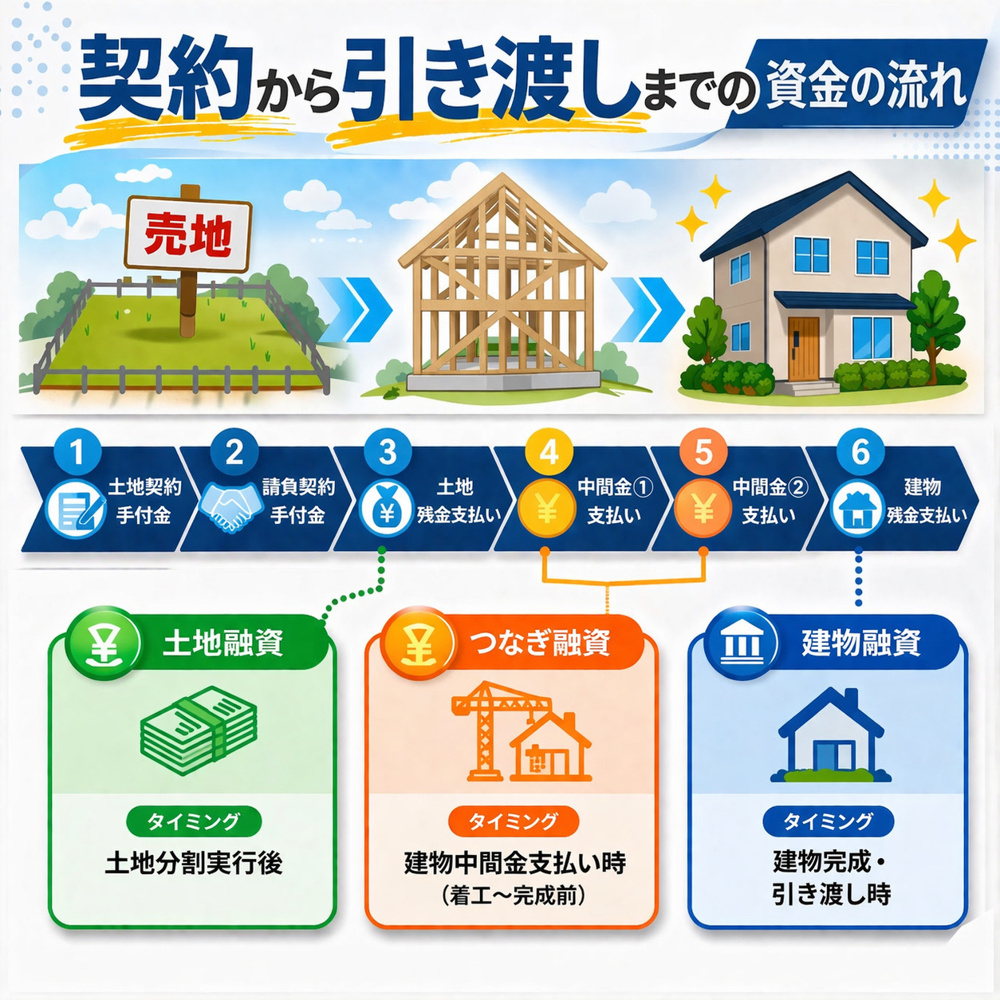 ご契約からお引渡しまでの資金の流れの画像