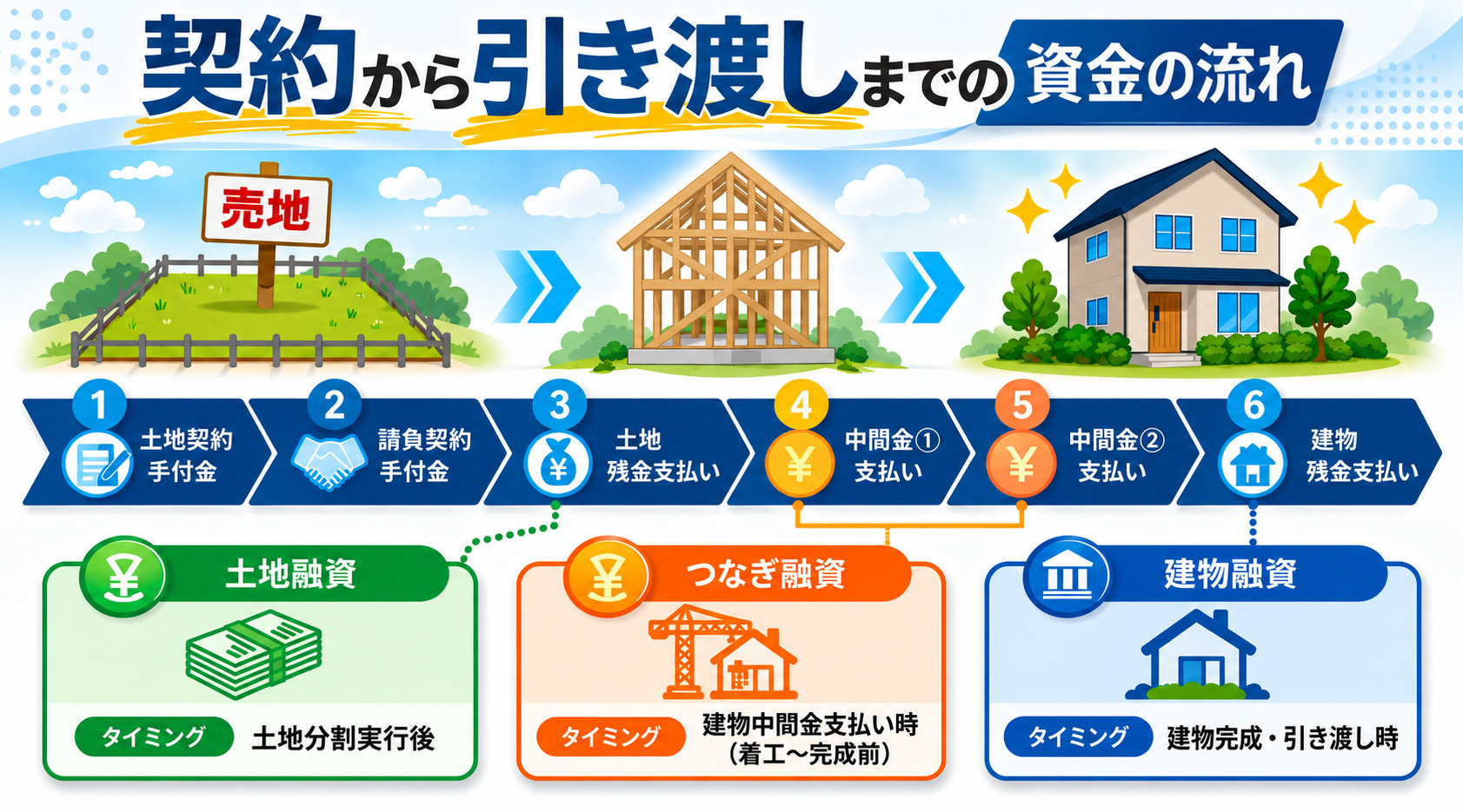 ご契約からお引渡しまでの資金の流れの画像