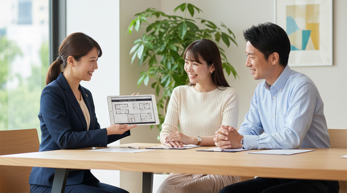 芦屋の不動産のプロに相談する夫婦