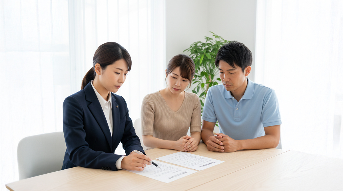 告知義務について説明を受ける夫婦