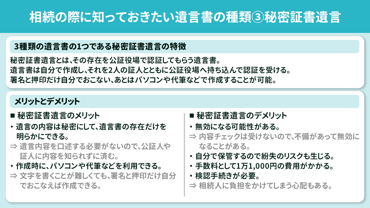 相続の際に知っておきたい遺言書の種類③秘密証書遺言