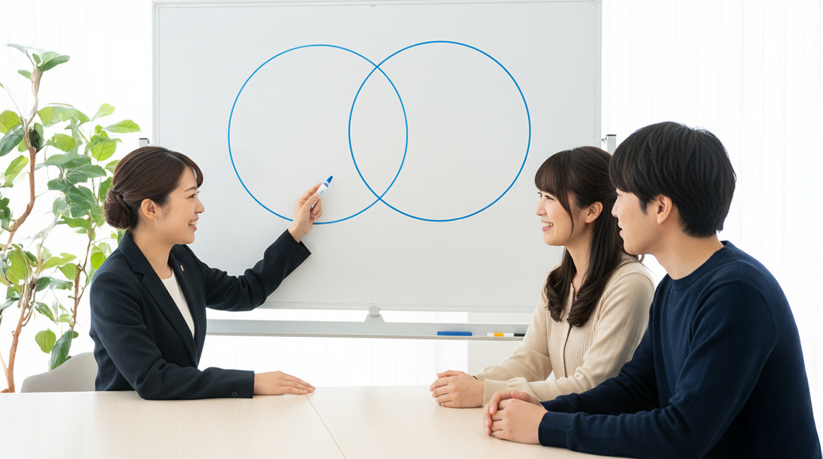 ペアローンの仕組みについて説明を受ける夫婦