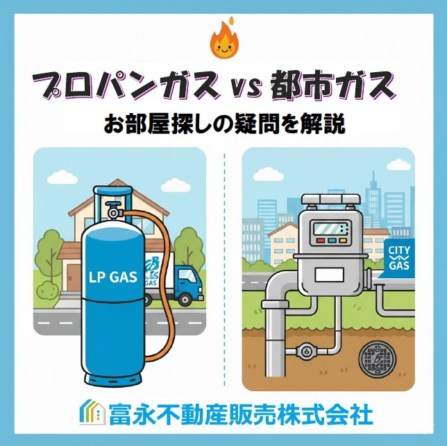 知っておきたい！お部屋探しのポイント：プロパンガスと都市ガス、何が違うの？富永不動産販売が解説します！の画像