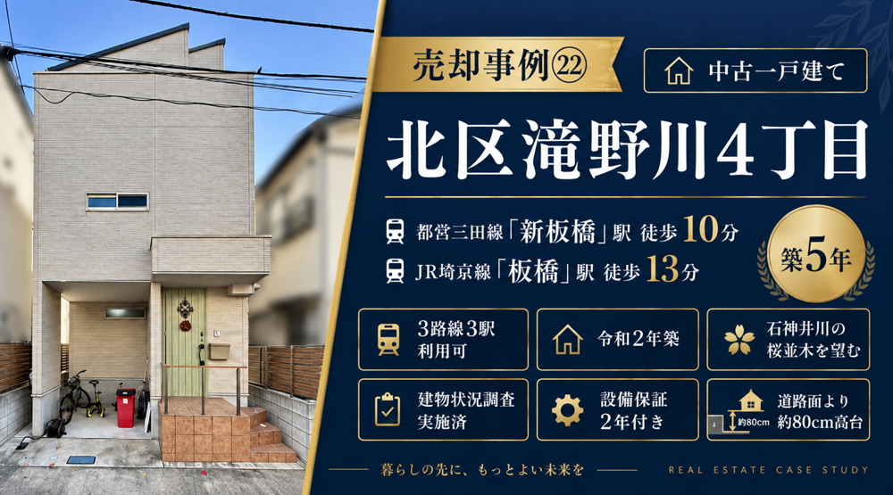売却事例㉒【北区滝野川４丁目中古一戸建て】、都営三田線「新板橋」駅10分×JR埼京線「板橋」駅13分、築５年の画像