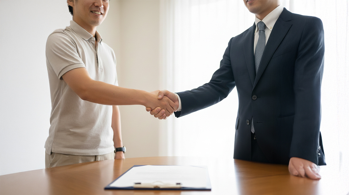 不動産買取の契約成立シーン
