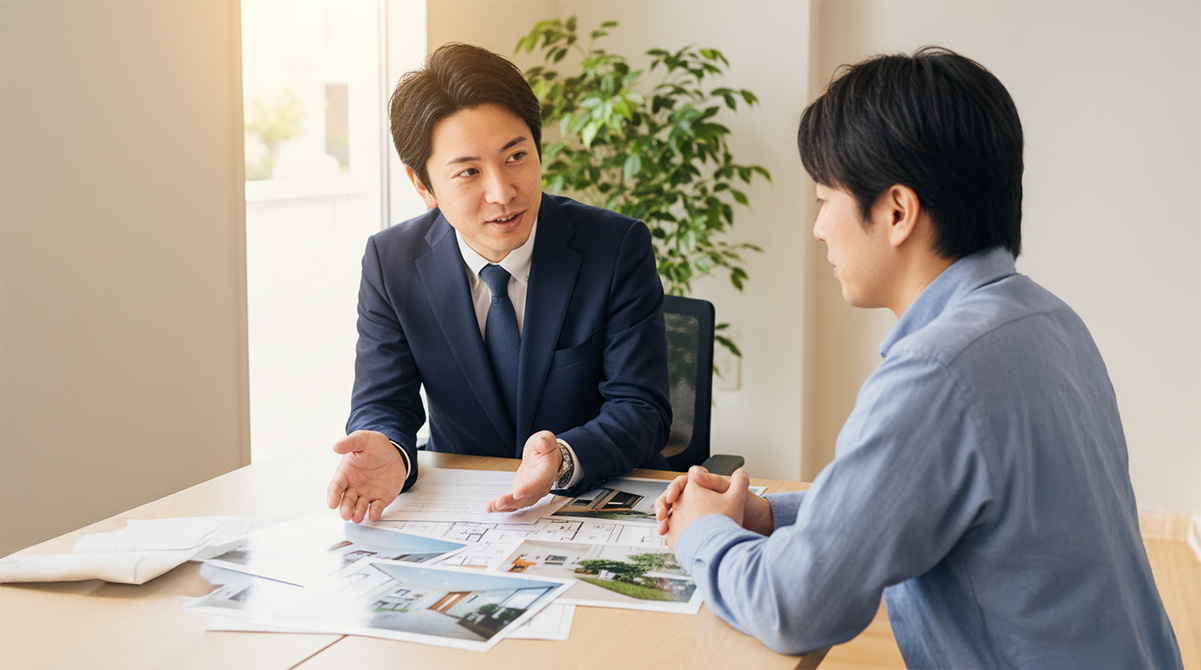 不動産買取についてプロに相談する様子