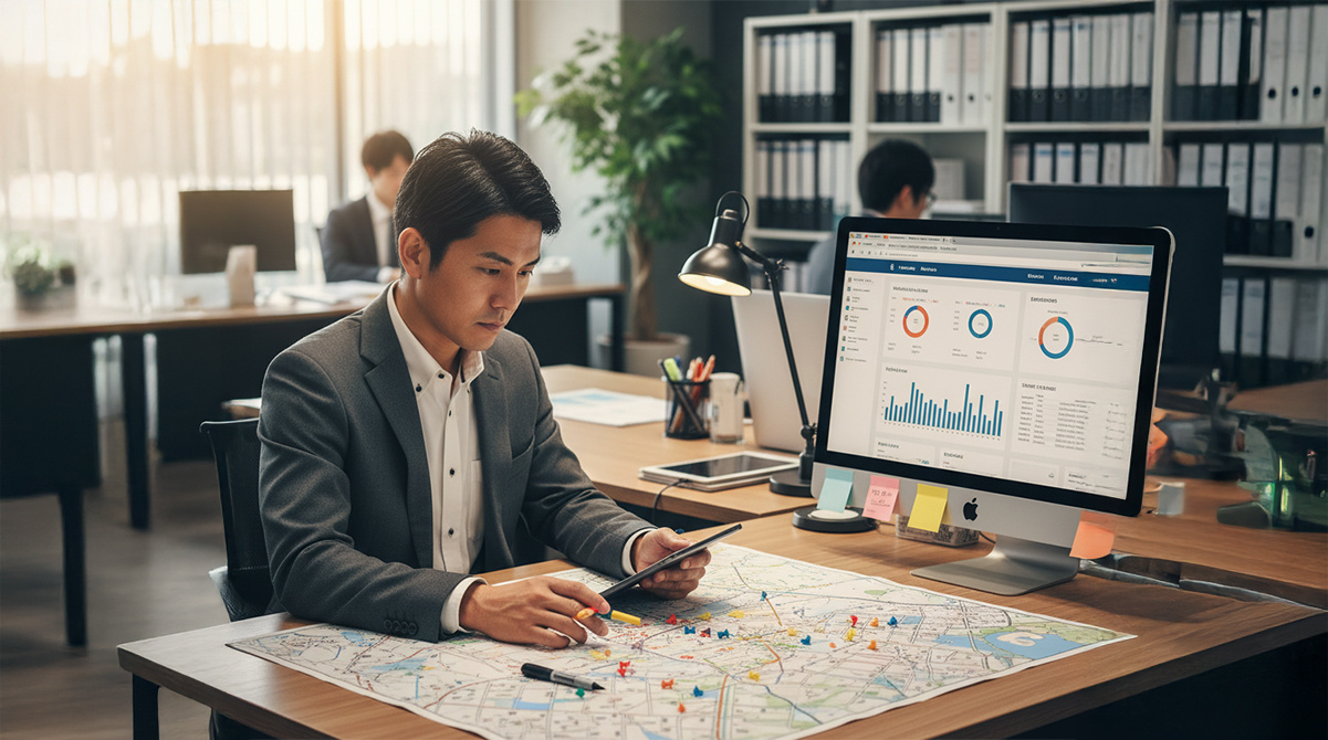 売却戦略を練る不動産のプロ