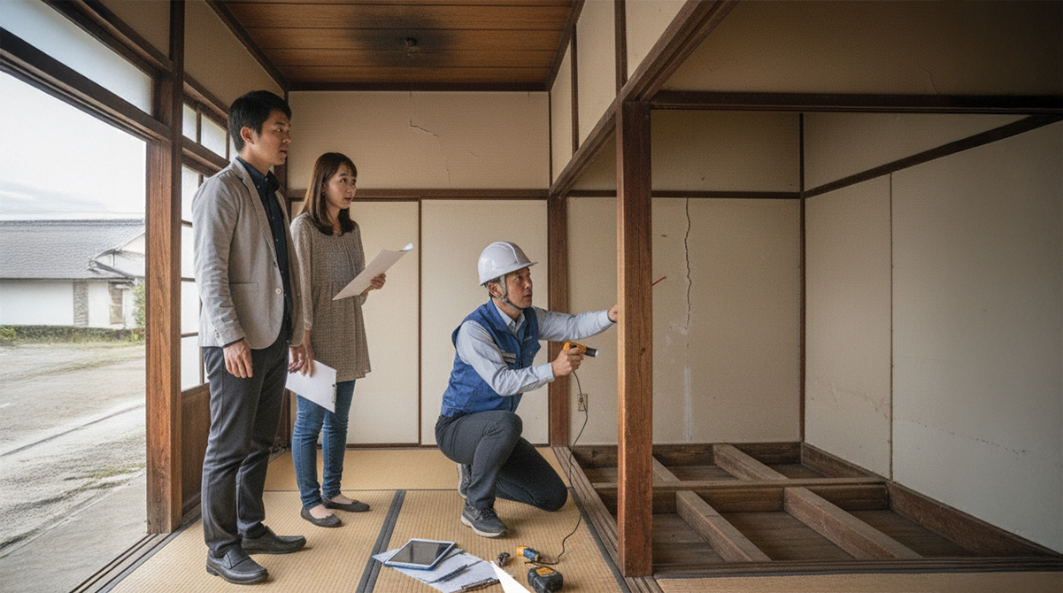 リノベーションの可能性を説明する建築士