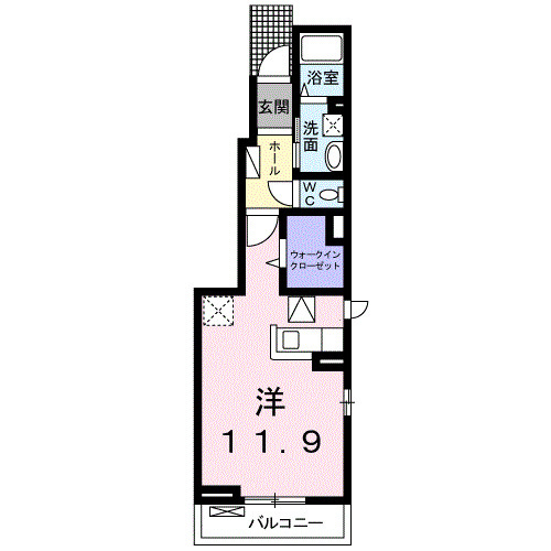 セレーノ日向Ⅰ 101号室の間取り図（1K・32.94㎡）
