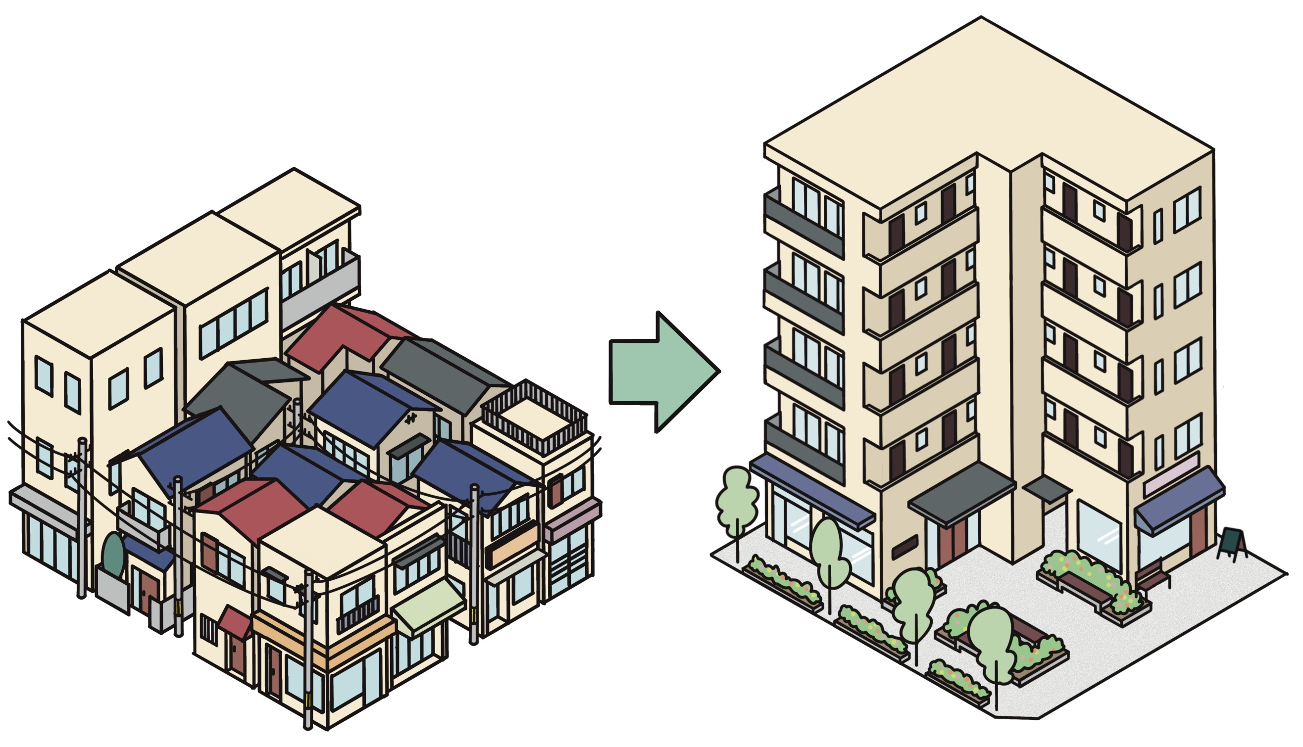 再開発のイラスト