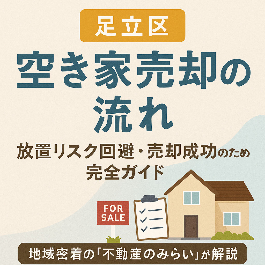 【足立区 空き家売却】放置リスクを回避し、資産を最大限に活かすための基本ガイド 〜地域密着の「不動産のみらい」が徹底解説〜の画像