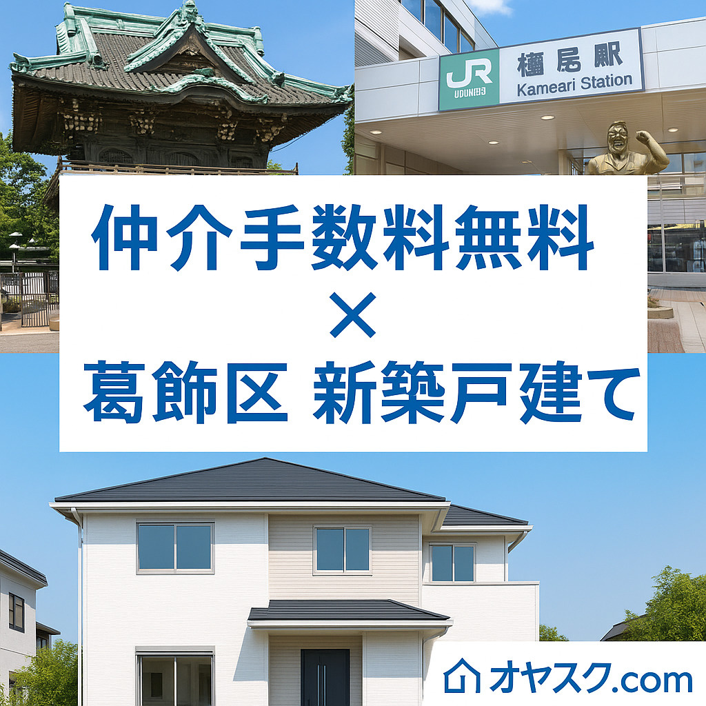 葛飾区の新築戸建て購入を仲介手数料無料でサポートするオヤスク.comのサービス紹介イメージ