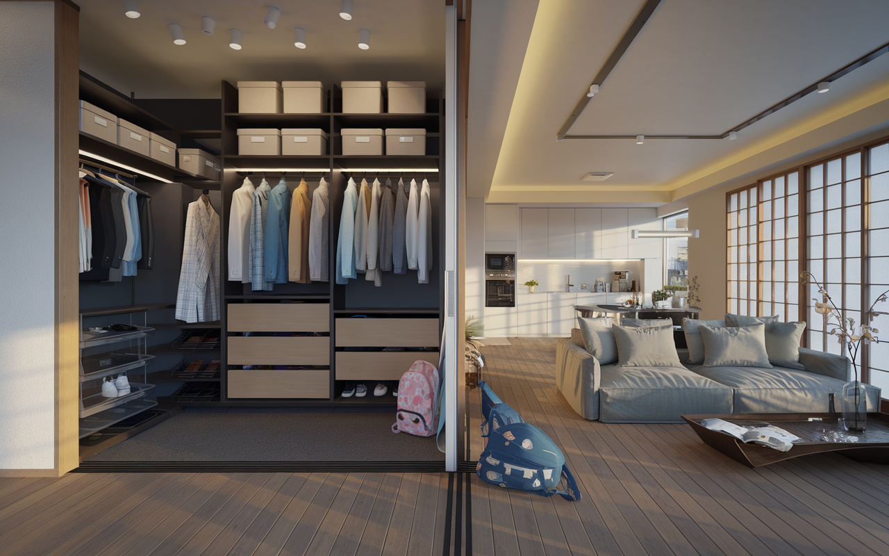 東京都中央区でファミリークローゼット活用！大容量収納で荷物が多い家族も快適な不動産選びの画像