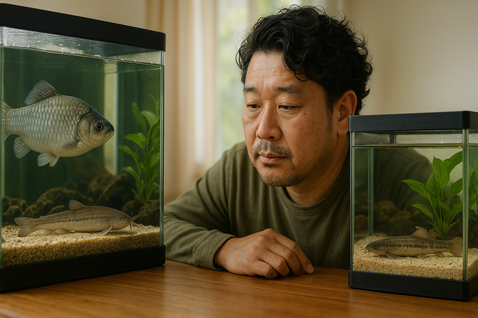 趣味の記録：個性あふれる我が家の二つの水槽の画像