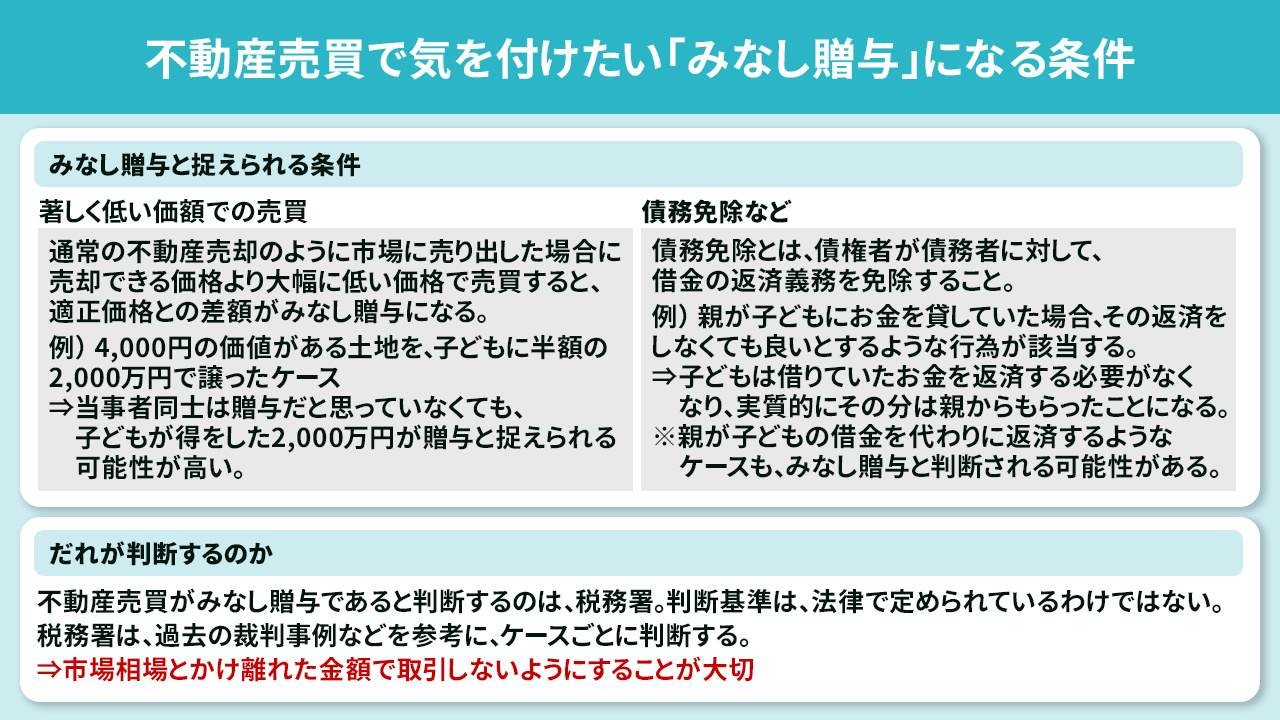 不動産売買で気を付けたい「みなし贈与」になる条件