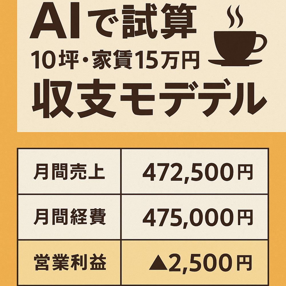 ☕AIで試算：大阪市内10坪・家賃15万円カフェのリアルな収支モデルの画像