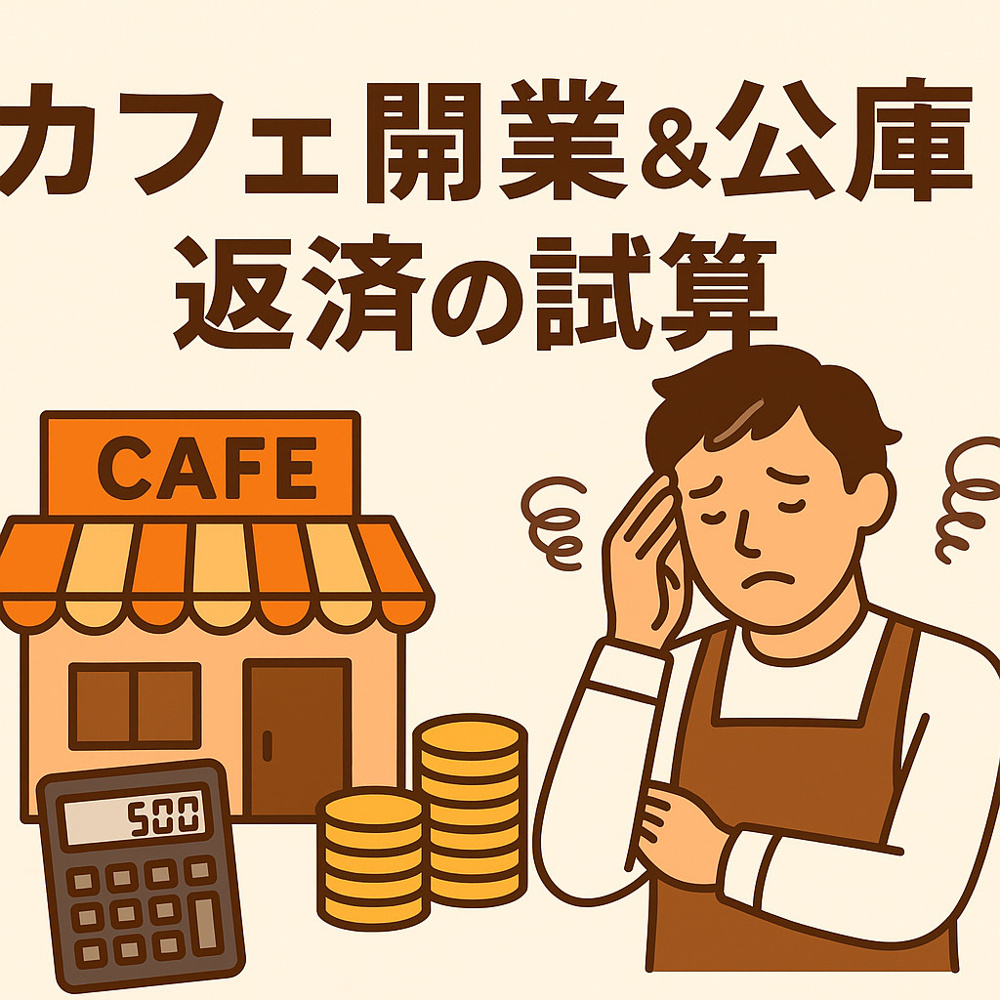 【AI試算】店主の人件費30万円・初期費用500万円カフェの収支モデルと公庫返済シミュレーションの画像