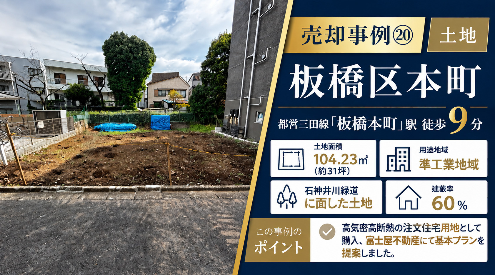 売却事例⑳【板橋区本町売地】、「板橋本町」駅徒歩9分の画像