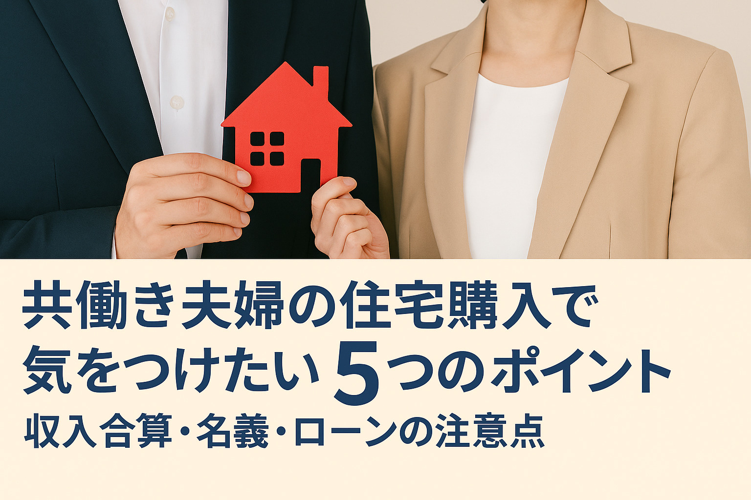 「共働き夫婦の住宅購入で気をつけたい5つのポイント｜収入合算・名義・ローンの注意点」の画像