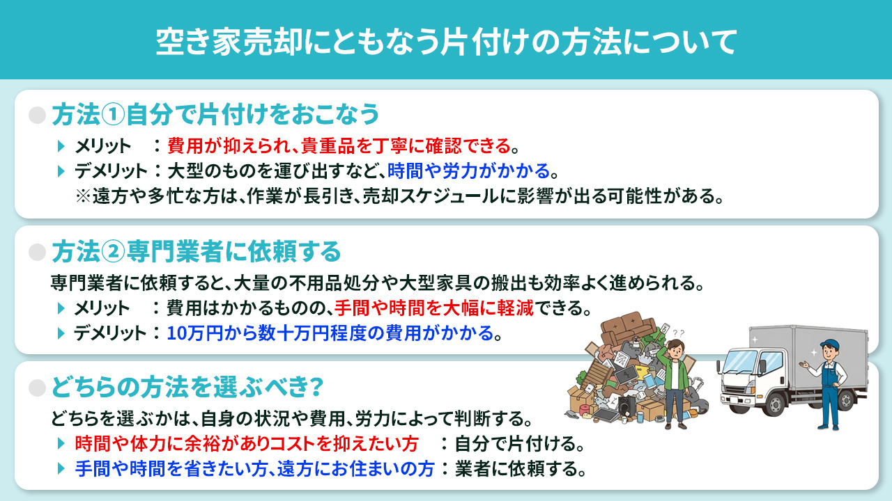 空き家売却にともなう片付けの方法について