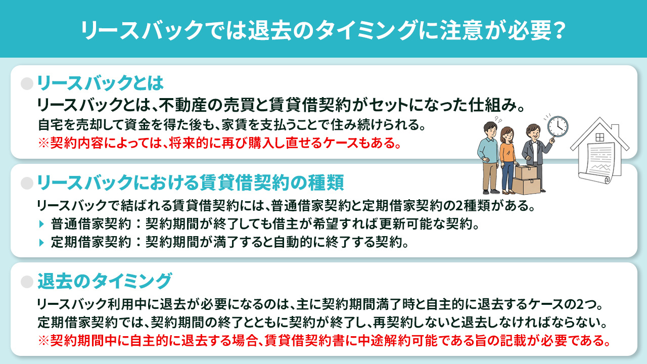 リースバックでは退去のタイミングに注意が必要？