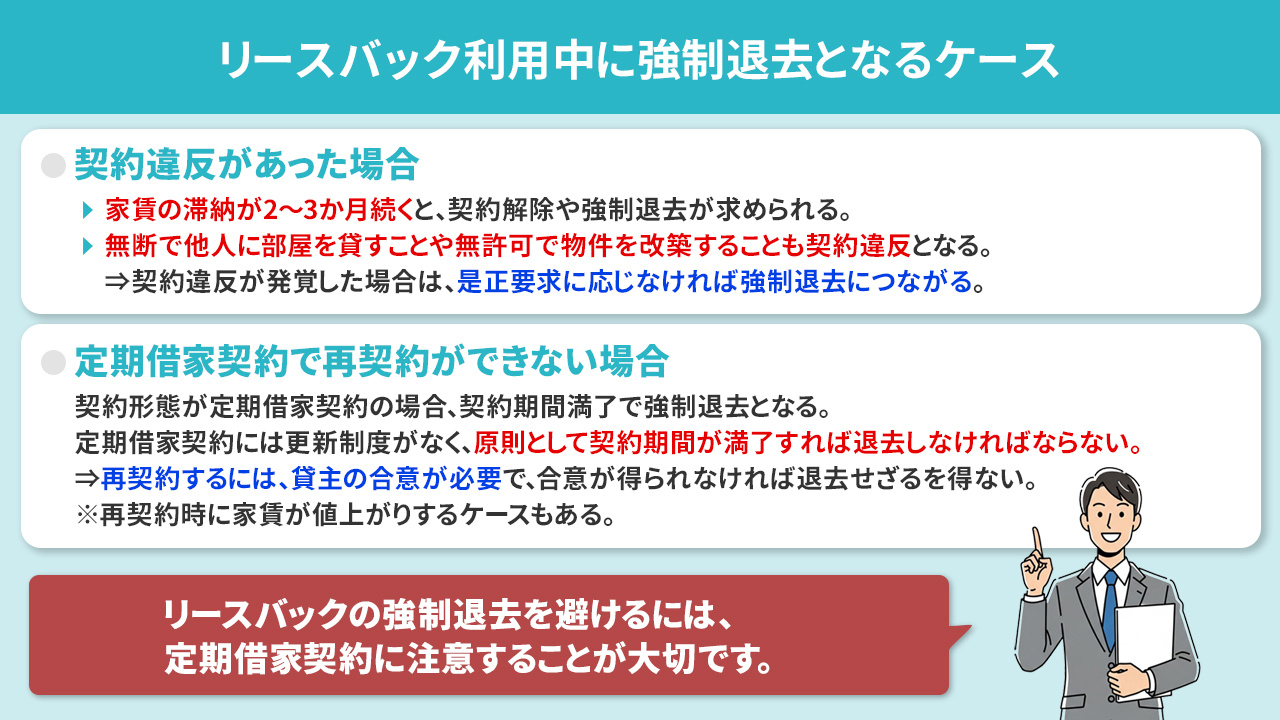 リースバック利用中に強制退去となるケース