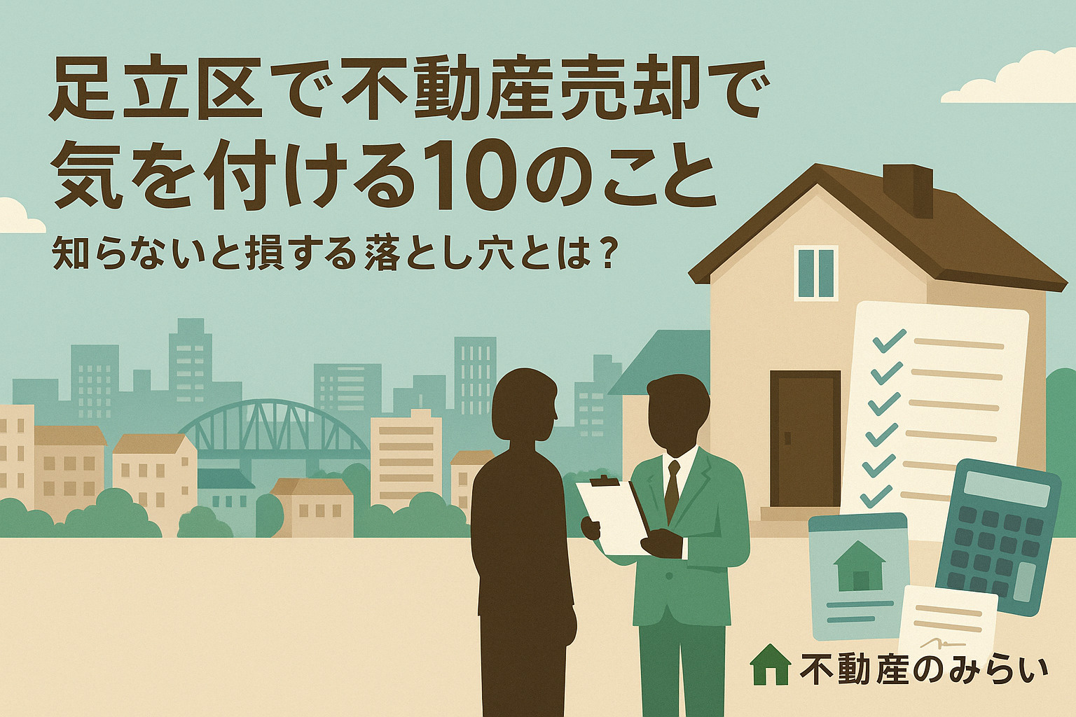 足立区で不動産売却を成功させるために気を付ける10のポイントを紹介するアイキャッチ画像（不動産のみらい）
