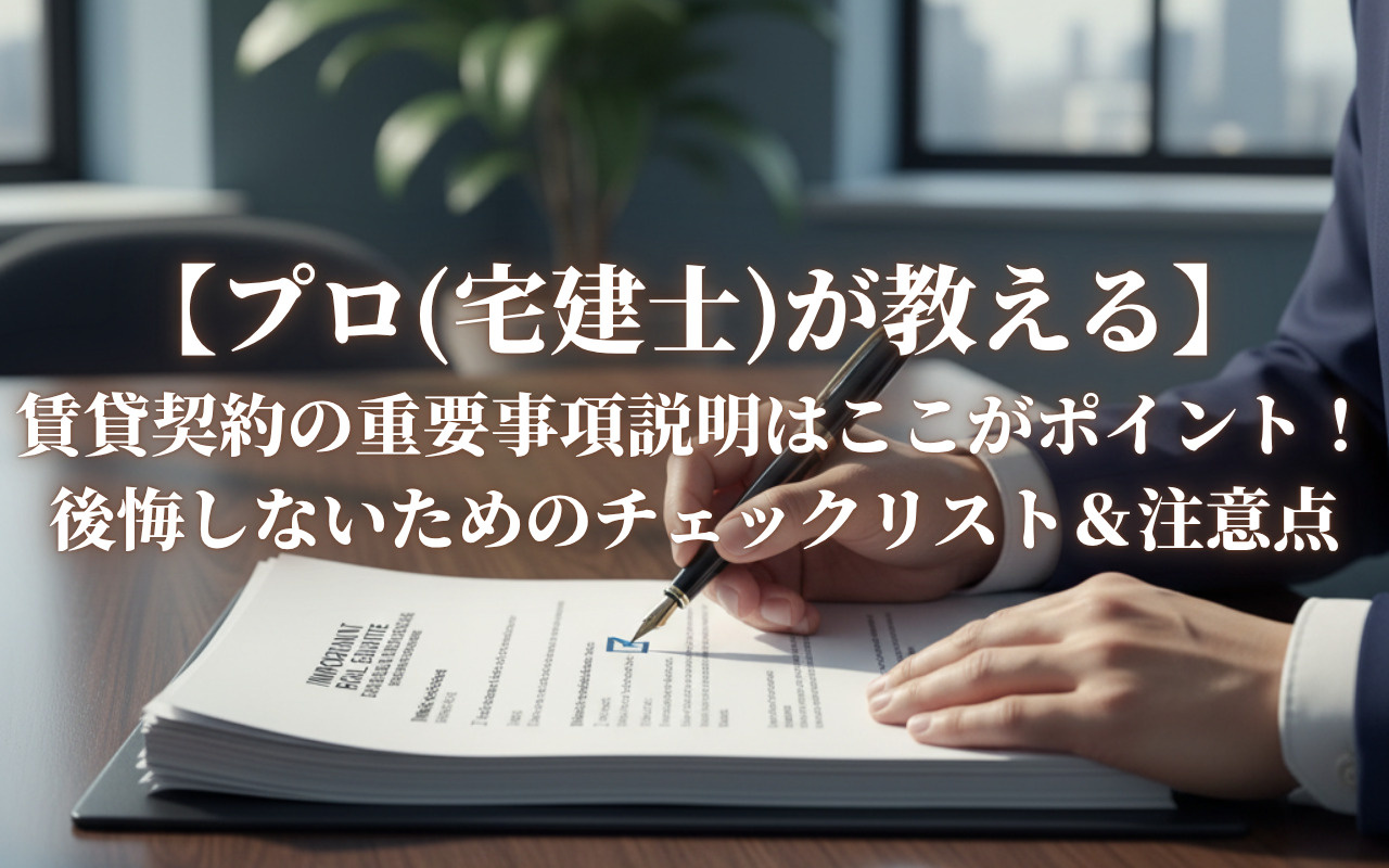 【プロ(宅建士)が教える】賃貸契約の重要事項説明はここがポイント！後悔しないためのチェックリスト＆注意点の画像